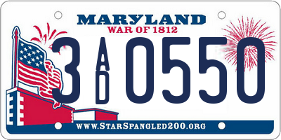 MD license plate 3AD0550