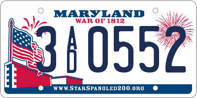 MD license plate 3AD0552