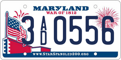 MD license plate 3AD0556
