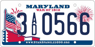 MD license plate 3AD0566