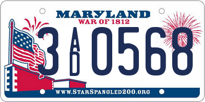MD license plate 3AD0568