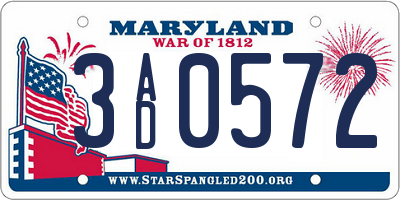 MD license plate 3AD0572