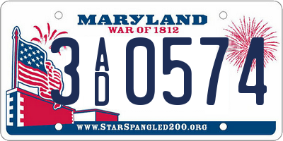 MD license plate 3AD0574