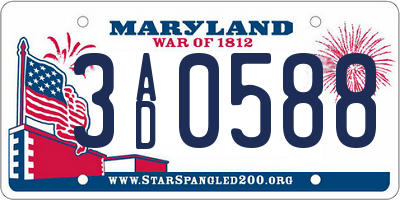 MD license plate 3AD0588
