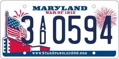 MD license plate 3AD0594