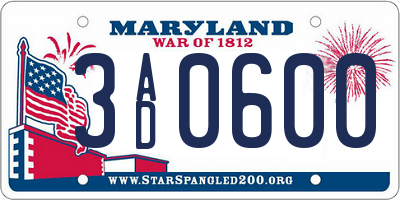 MD license plate 3AD0600