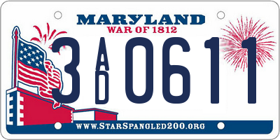 MD license plate 3AD0611