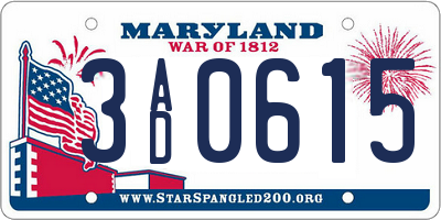 MD license plate 3AD0615