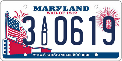 MD license plate 3AD0619
