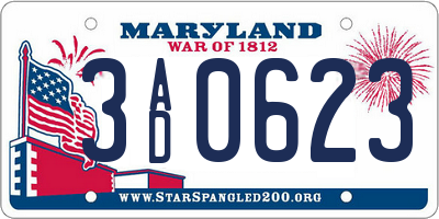 MD license plate 3AD0623
