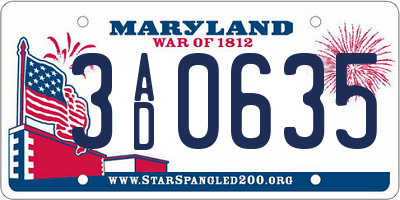 MD license plate 3AD0635