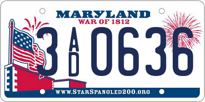 MD license plate 3AD0636