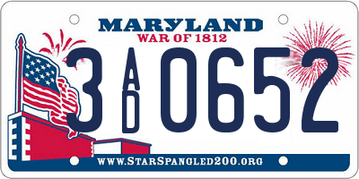 MD license plate 3AD0652