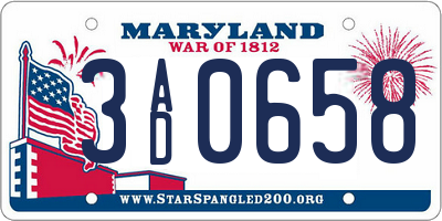 MD license plate 3AD0658