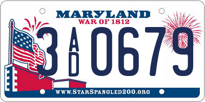 MD license plate 3AD0679