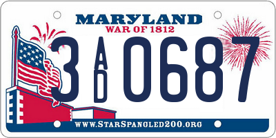 MD license plate 3AD0687