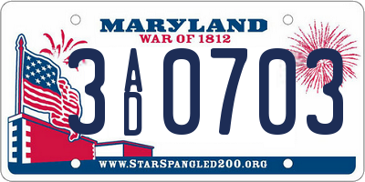 MD license plate 3AD0703