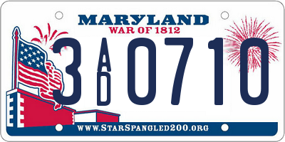 MD license plate 3AD0710