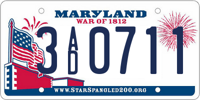 MD license plate 3AD0711