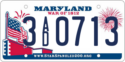 MD license plate 3AD0713