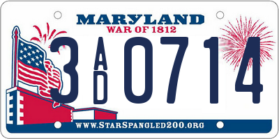 MD license plate 3AD0714