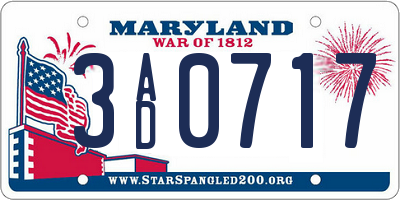 MD license plate 3AD0717