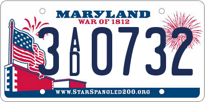 MD license plate 3AD0732