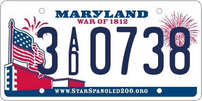 MD license plate 3AD0738