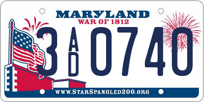 MD license plate 3AD0740