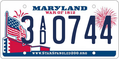 MD license plate 3AD0744