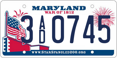 MD license plate 3AD0745