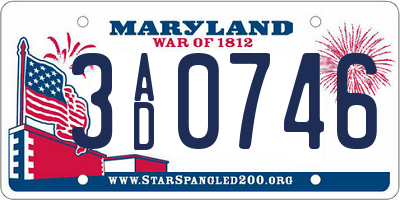 MD license plate 3AD0746