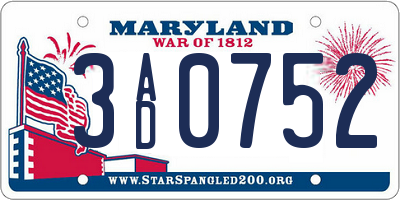MD license plate 3AD0752