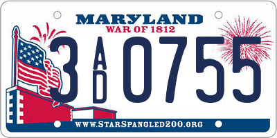 MD license plate 3AD0755