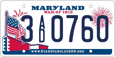 MD license plate 3AD0760