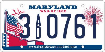 MD license plate 3AD0761