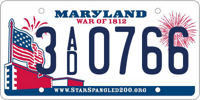MD license plate 3AD0766