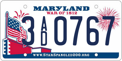 MD license plate 3AD0767