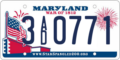 MD license plate 3AD0771
