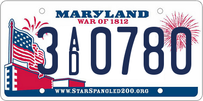 MD license plate 3AD0780
