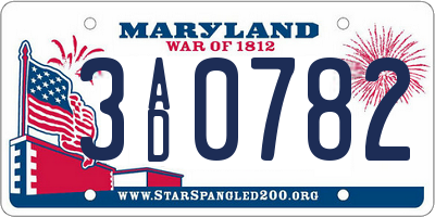 MD license plate 3AD0782