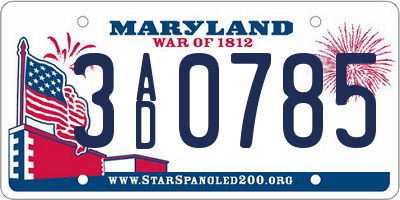 MD license plate 3AD0785