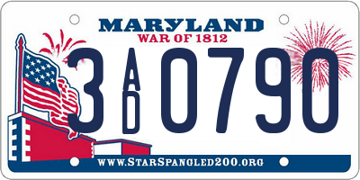 MD license plate 3AD0790