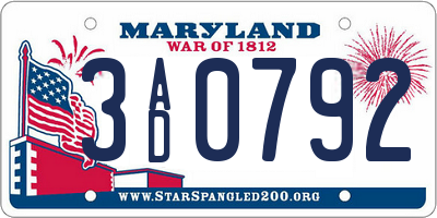 MD license plate 3AD0792
