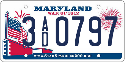 MD license plate 3AD0797