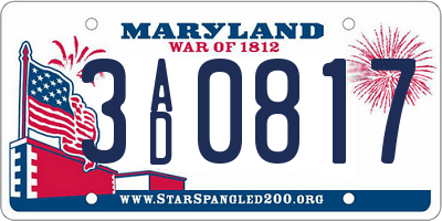 MD license plate 3AD0817