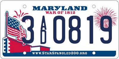 MD license plate 3AD0819