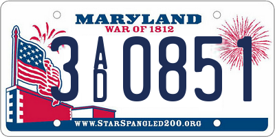 MD license plate 3AD0851