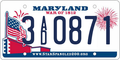 MD license plate 3AD0871