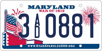 MD license plate 3AD0881